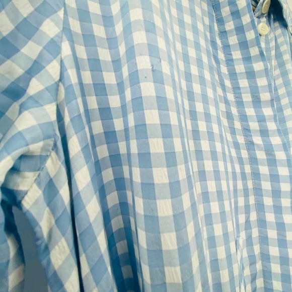 TIBI Summer-Fresh Midi Shirtdress Long Sleeve Gingham Printed Blue Size 4 - Picture 5 of 13